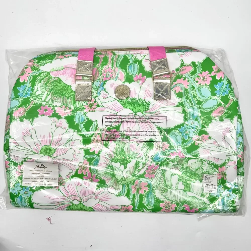 Lilly Pulitzer Weekender Bag Putting Green Poppyland Large Duffle Bag GWP NWT - Picture 3 of 7